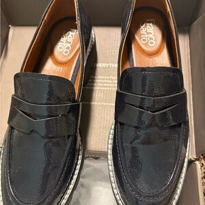 Franco Sarto Glossy Black Loafers for Women
